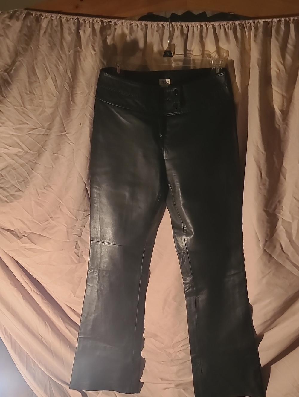 Cache Black Leather Boot-Cut Pants